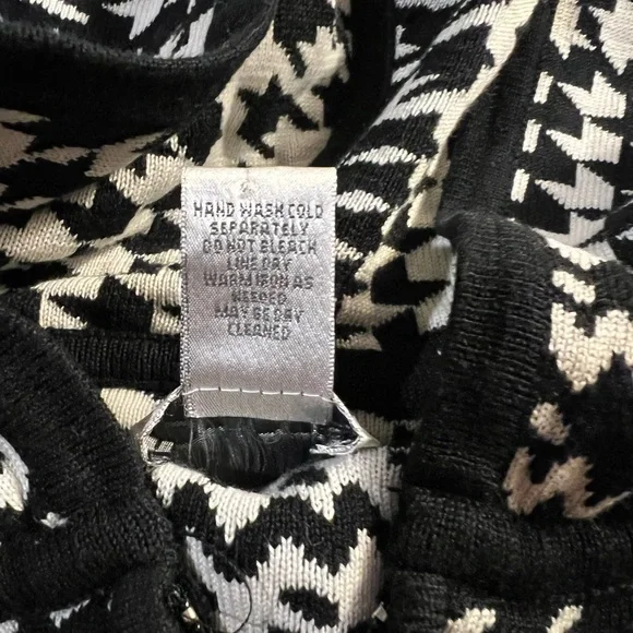 Chico’s  Sz 3 (16-18)  Women’s Jacket Hoodie Zipper Black/White Cotton/Silk - Picture 6 of 6